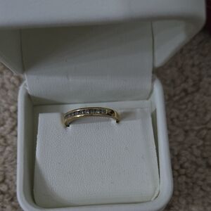 Gold Tone Channel-Set CZ Half Eternity Band - Gold